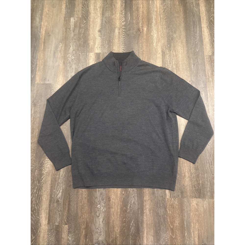 Untuckit Mens  Size XXL Belguardo Qtr Zip Merino Wool Super Soft Sweater Gray